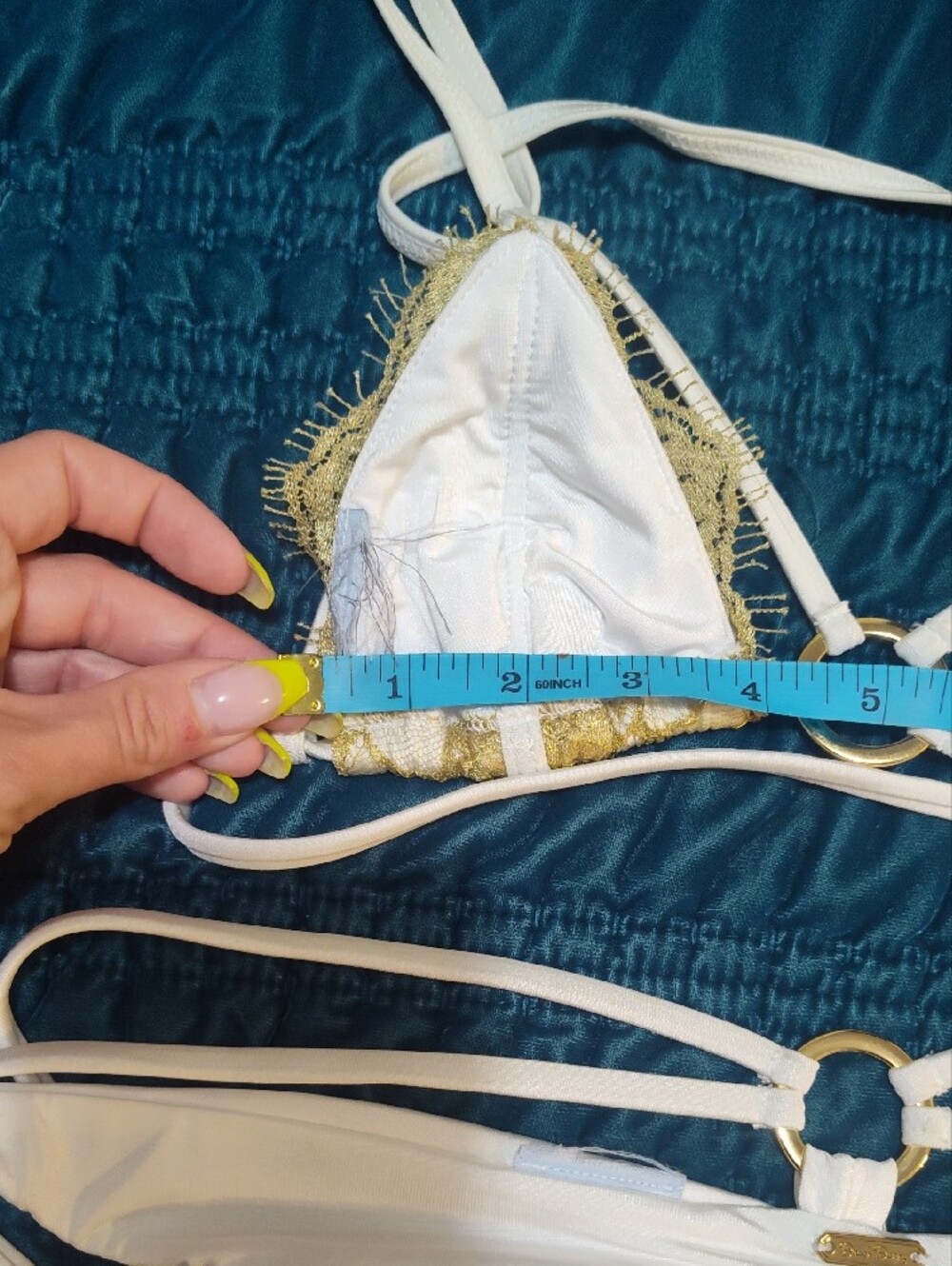 Beach Bunny White & Gold Lace Strappy Bikini - Picture 11 of 11